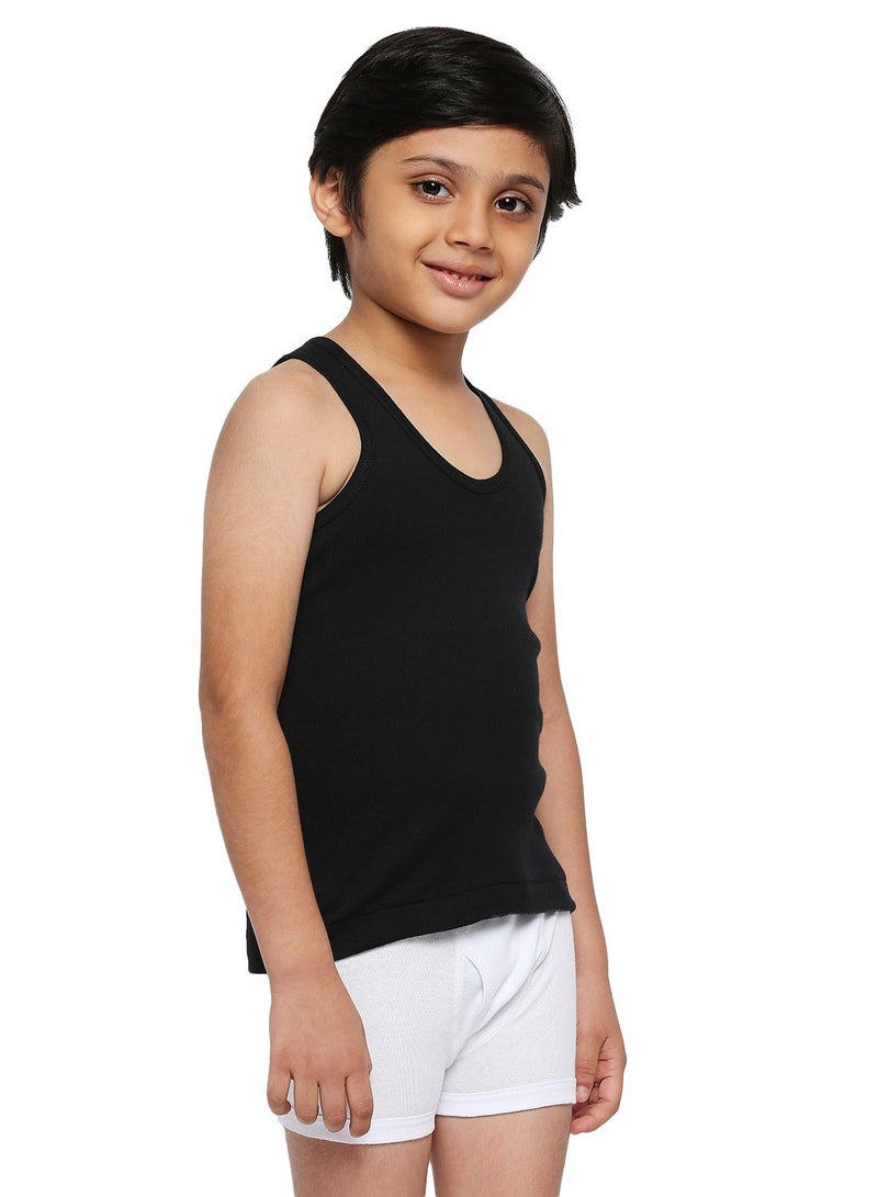 BYC BOY'S COTTON VEST (PACK OF 3) - BLACK - Image 5